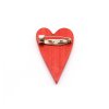 Drevená brošňa Srdce - červená