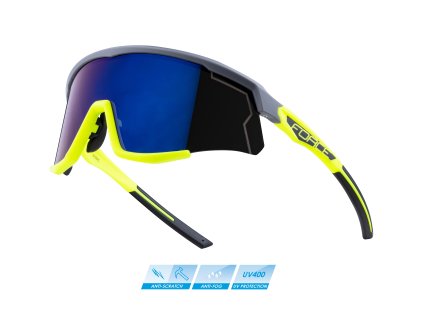 Brýle FORCE SONIC šedo-fluo, modro-fialové zrcadlové sklo