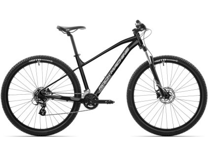 Horské kolo Rock Machine Manhattan 40-29 s 29" koly a hydraulickými brzdami, barva Gloss Saphire Black, pohled z boku.