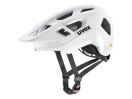 UVEX React MIPS White Matt – levý boční pohled na cyklistickou helmu s technologií MIPS