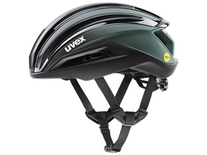UVEX Surge Aero MIPS – silniční přilba Black/Sage Green s aerodynamickým krytem