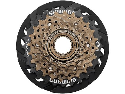 7-kolo SHIMANO MF-TZ500 14-28 zubů, hnědé/černé, s krytem paprsků (Velikost 14-28)