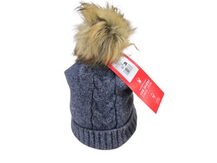 Spyder Plait Pom – Slate Blue Dámská zimní čepice s bambulí z umělé kožešiny