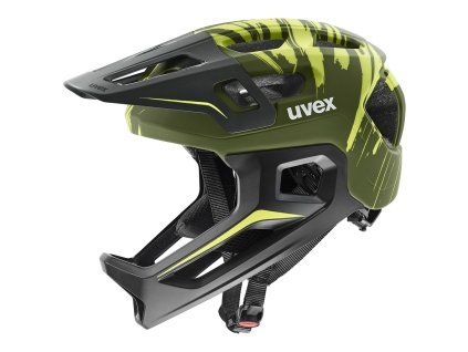 UVEX React Jr FullFace Dark Olive Matt helma s chráničem brady