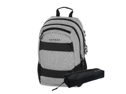 Študentský batoh + etue OXY Sport Grey Melange