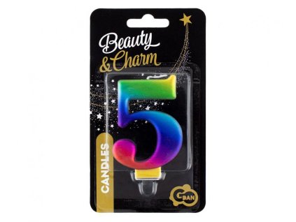 Sviečka číslo 5 – dúhová – 8 cm - 452834