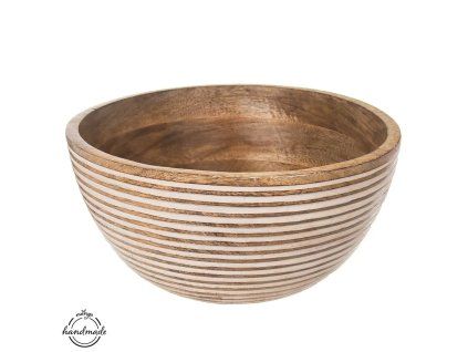 Misa drevo MANGO biely dekor priemer - 24 cm