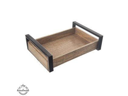 Tácka drevo/kov MANGO malá - 31x22 cm