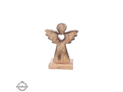 Anjel drevo MANGO srdce výška - 11,5 cm