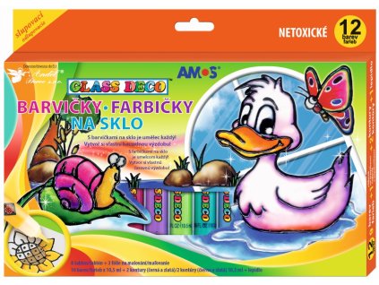 Farby na sklo sada 12 farieb 10,5 ml + fólie a šablóny