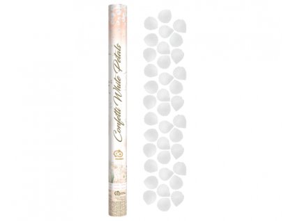 Vystreľovacie konfety 60 cm biele lupene ruží 332251