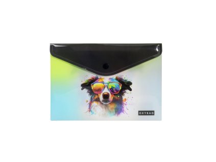 Listová kabelka s cvokom A5 s tlačou crazy animals pes