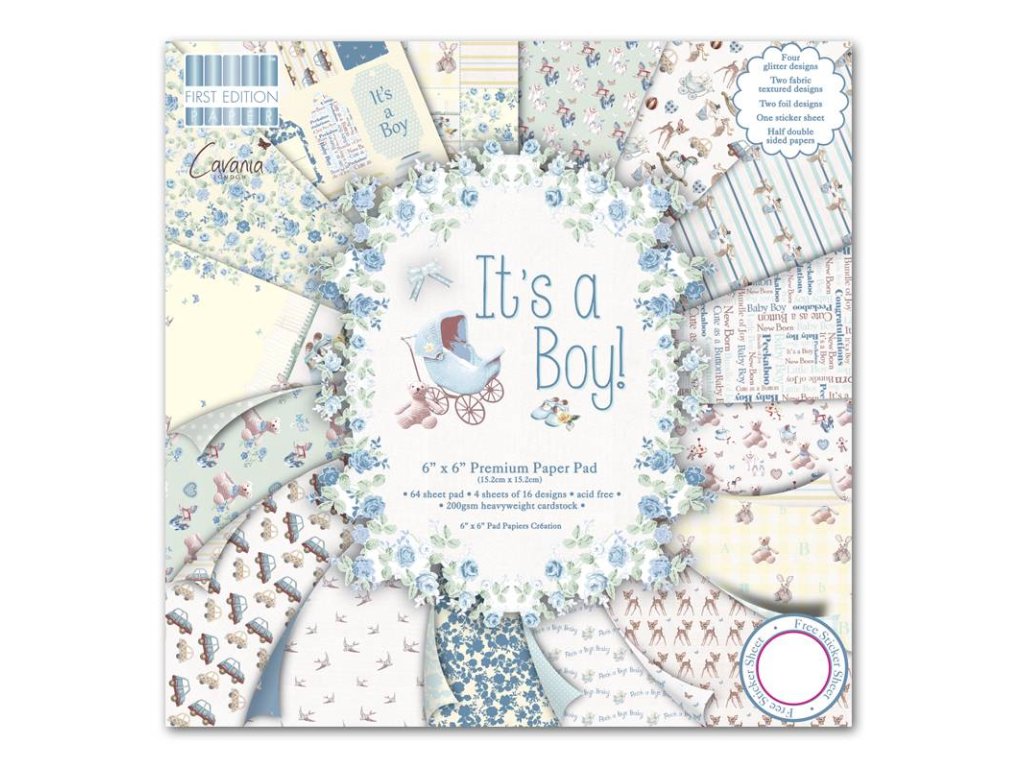 first edition 6x6 pad its a boy fepad077