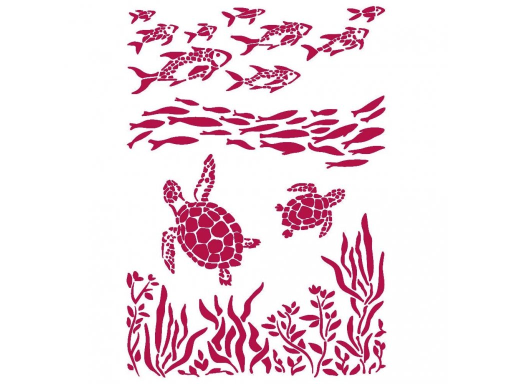 stamperia stencil a4 romantic sea dream fish and t