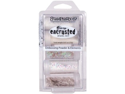 Stampendous - ENCRUSTED JEWEL WHITE KIT - sada 5 prášků na horké embossování + glitry