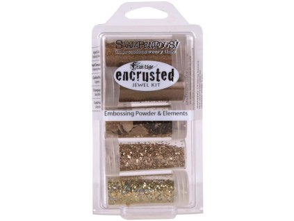 Stampendous - ENCRUSTED JEWEL GOLD KIT - sada 5 prášků na horké embossování + glitry