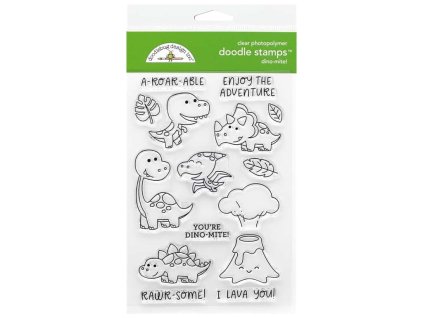 Doodlebug - DINO-MITE! - silikonová razítka + kovové šablony