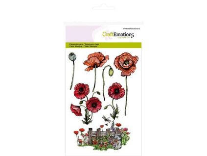 craftemotions clearstamps a6 poppies fence poppy fields 302615 en G