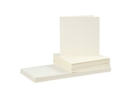 Card Making - čtvercová  KRÉMOVÁ - přání 15 x 15 cm + obálky - 50 ks