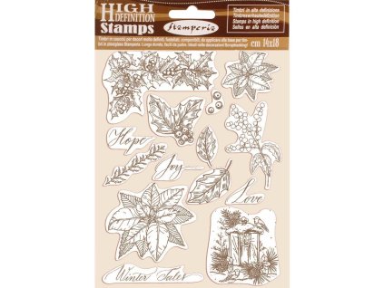 stamperia natural rubber stamp poinsettia wtkcc170