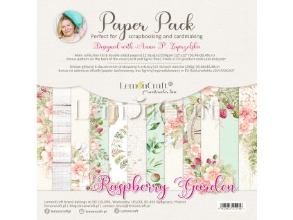 raspberry garden zestaw papierow do scrapbookingu 30x30cm lemoncraft lem silůen07