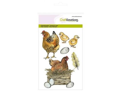 craftemotions clearstamps a6 chicken with chicks 306889 en G