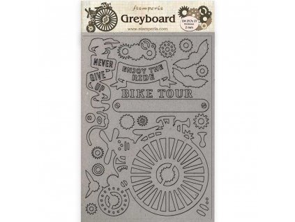 stamperia greyboard a4 voyages fantastiques bicycl
