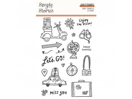 simple stories safe travels clear stamps 14825