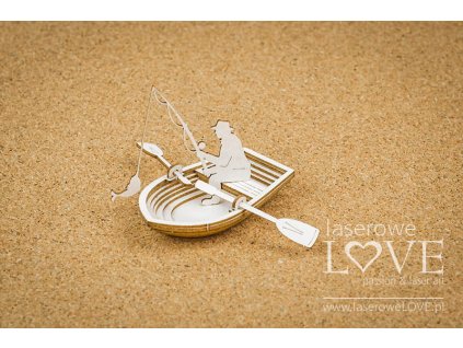 LA21104 Lodka z wedkarzem 3D Summer in mountains