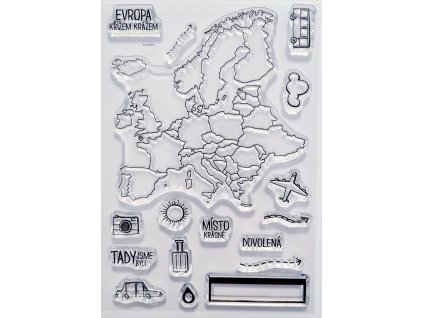 Hurá Papír - / CESTOVÁNÍ / mapa Evropy - silikonová razítka