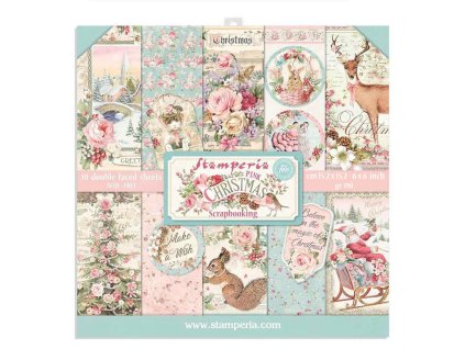 stamperia pink christmas 6x6 inch paper pack sbbxs