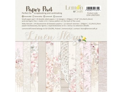 linen story bloczek papierow do scrapbookingu 15x15cm lemoncraft