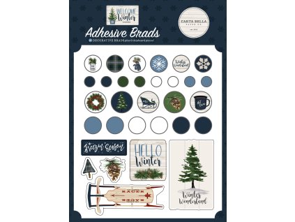 carta bella welcome winter adhesive brads cbww1420