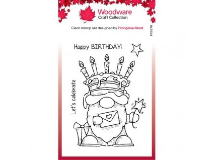 woodware birthday cake gnome clear stamp frs876