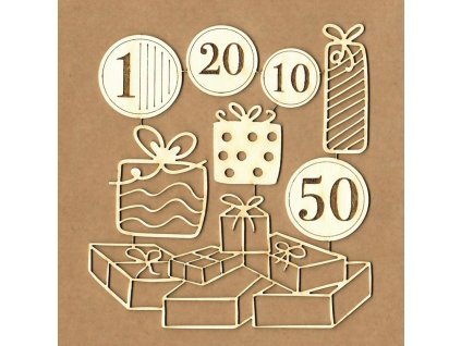 set de chipboard monedas y regalos