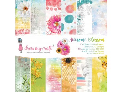 dress my craft awesome blossom 6x6 inch paper pad