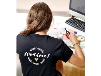 Hurá Papír - TRIČKO / NERUŠIT / velikost XL (doporučujeme pro L) / ROLI - černé tričko, díky kterému budete mít víc času pro sebe :-)
