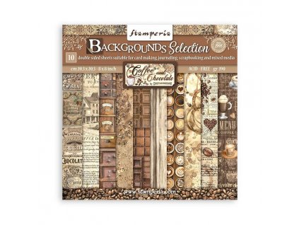 stamperia coffee and chocolate backgrounds 8x8 inc