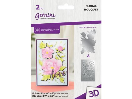 gemini floral bouquet 4x6 inch 3d embossing folder