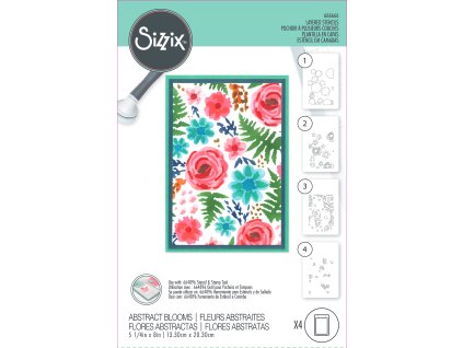 sizzix layered stencil abstract blooms 4pcs 666666