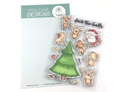 gerda steiner designs reindeer and a tree 4x6 clear stamp set