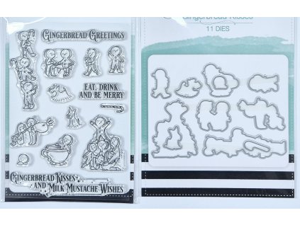 LDRS Creative - GINGERBREAD KISSES / perníček - silikonová razítka + navazující vyřezávací šablony
