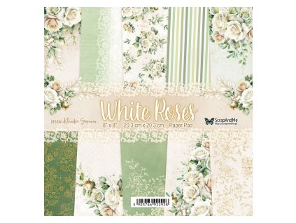 zestaw papierow white roses 203x203cm