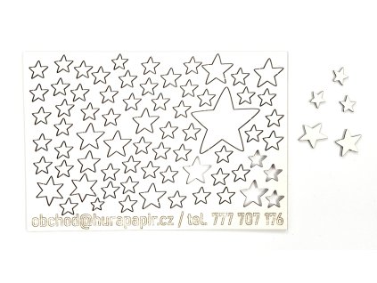 Hurá Papír - 13,8 x 9,5 cm / hvězdičky - kartonové ozdoby