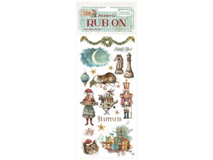 stamperia alice in christmas rub on 4x85 inch happ