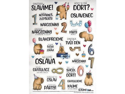 Hurá Papír - A4 / DNESKA SLAVÍME! 2025 -  české průhledné samolepky