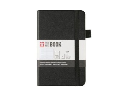 Sakura - Notebook Ruled 9x14cm Black - linkovaný prémiový záspisník, diář