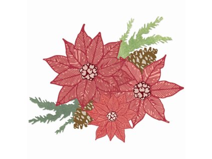Sizzix - 667015 / Poinsettia Trio by 49 and Market - razítka + vyřezávací šablony do strojků