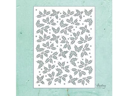mtk sten 40 mintay kreativa 6x8 stencil holly leaves