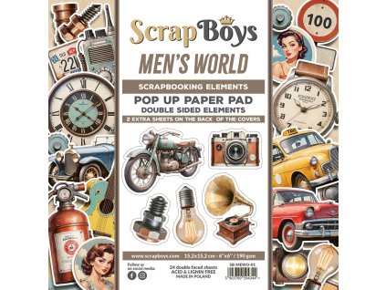 scrapboys mens world 6x6 inch pop up paper pad sb